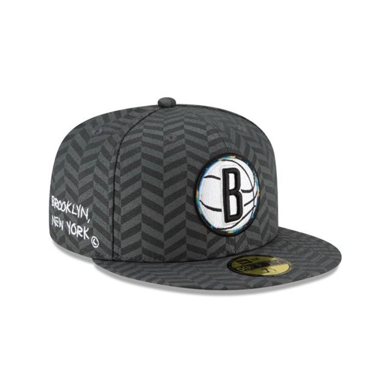 NBA Brooklyn Nets City Edition Alt 59Fifty Fitted (UVF3110) - Grey New Era Caps